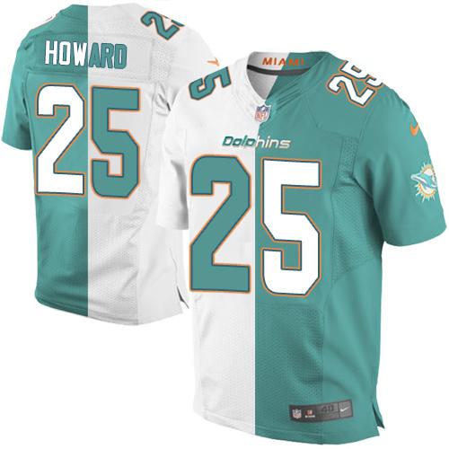 Nike Dolphins #25 Xavien Howard Aqua Green White Men's Stitched NFL Elite Split Jersey