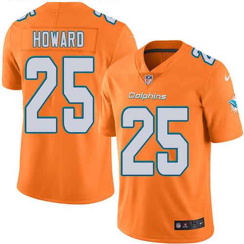 Nike Dolphins #25 Xavien Howard Orange Men's Stitched NFL Limited Rush Jersey Nike Dolphins #25 Xavien Howard Orange Men's Stitched NFL Limited Rush Jersey