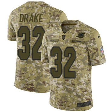 Nike Dolphins #32 Kenyan Drake Camo Men's Stitched NFL Limited 2018 Salute To Service Jersey Nike Dolphins #32 Kenyan Drake Camo Men's Stitched NFL Limited 2018 Salute To Service Jersey