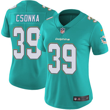 Nike Dolphins #39 Larry Csonka Aqua Green Team Color Women's Stitched NFL Vapor Untouchable Limited Jersey