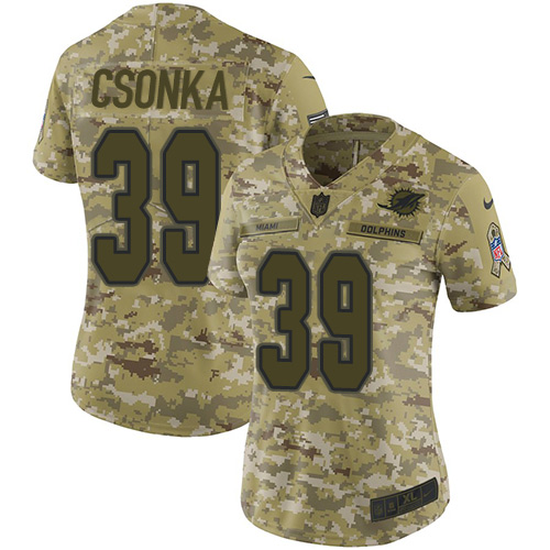 Nike Dolphins #39 Larry Csonka Camo Women's Stitched NFL Limited 2018 Salute to Service Jersey Nike Dolphins #39 Larry Csonka Camo Women's Stitched NFL Limited 2018 Salute to Service Jersey