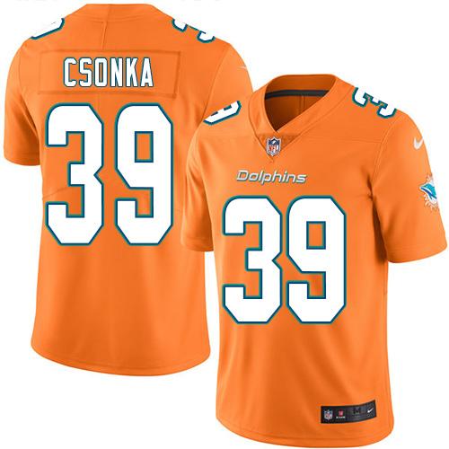 Nike Dolphins #39 Larry Csonka Orange Men's Stitched NFL Limited Rush Jersey