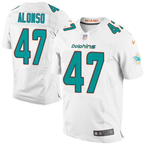 Nike Dolphins #47 Kiko Alonso White Men's Stitched NFL New Elite Jersey Nike Dolphins #47 Kiko Alonso White Men's Stitched NFL New Elite Jersey