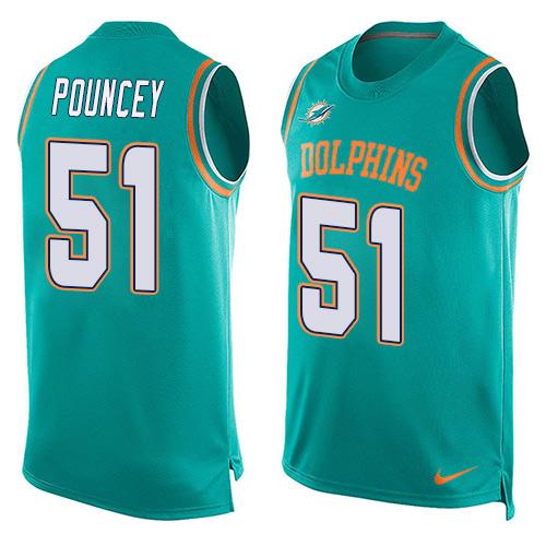 Nike Dolphins #51 Mike Pouncey Aqua Green Team Color Men's Stitched NFL Limited Tank Top Jersey Nike Dolphins #51 Mike Pouncey Aqua Green Team Color Men's Stitched NFL Limited Tank Top Jersey
