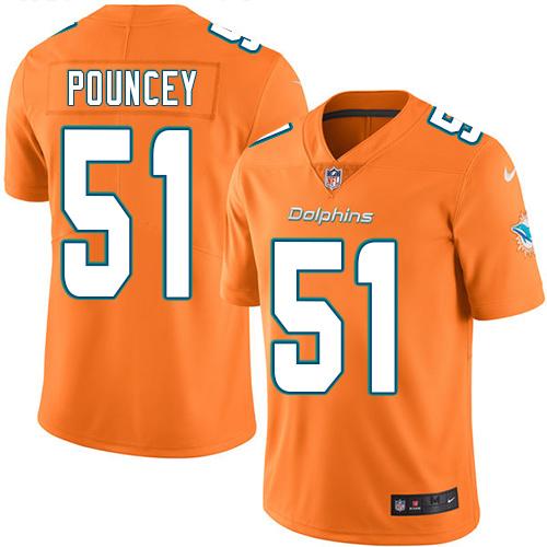 Nike Dolphins #51 Mike Pouncey Orange Men's Stitched NFL Limited Rush Jersey