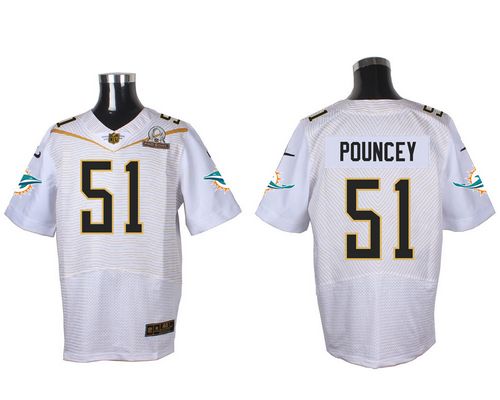Nike Dolphins #51 Mike Pouncey White 2016 Pro Bowl Men's Stitched NFL Elite Jersey
