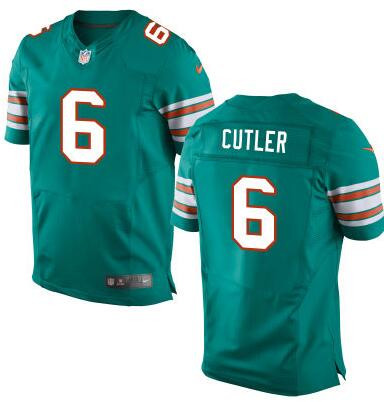 Nike Dolphins #6 Cutler Aqua Green Alternate Men's NFL Throwback Elite Jersey