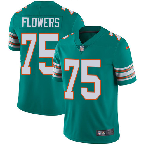 Nike Dolphins #75 Ereck Flowers Aqua Green Alternate Men's Stitched NFL Vapor Untouchable Limited Jersey Nike Dolphins #75 Ereck Flowers Aqua Green Alternate Men's Stitched NFL Vapor Untouchable Limited Jersey