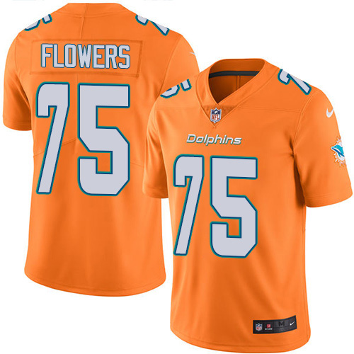 Nike Dolphins #75 Ereck Flowers Orange Men's Stitched NFL Limited Rush Jersey Nike Dolphins #75 Ereck Flowers Orange Men's Stitched NFL Limited Rush Jersey