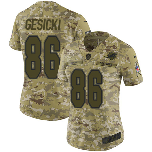 Nike Dolphins #86 Mike Gesicki Camo Women's Stitched NFL Limited 2018 Salute to Service Jersey Nike Dolphins #86 Mike Gesicki Camo Women's Stitched NFL Limited 2018 Salute to Service Jersey