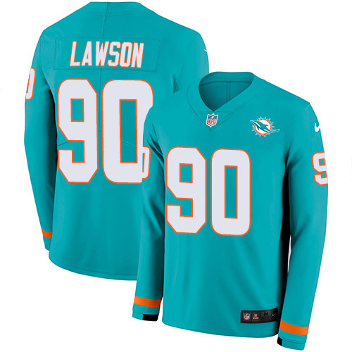 Nike Dolphins #90 Shaq Lawson Aqua Green Team Color Men's Stitched NFL Limited Therma Long Sleeve Jersey Nike Dolphins #90 Shaq Lawson Aqua Green Team Color Men's Stitched NFL Limited Therma Long Sleeve Jersey