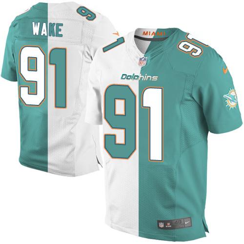 Nike Dolphins #91 Cameron Wake Aqua Green White Men's Stitched NFL Elite Split Jersey Nike Dolphins #91 Cameron Wake Aqua Green White Men's Stitched NFL Elite Split Jersey