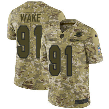 Nike Dolphins #91 Cameron Wake Camo Men's Stitched NFL Limited 2018 Salute To Service Jersey