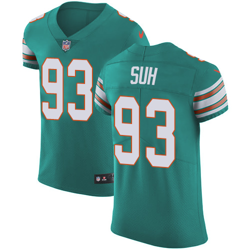 Nike Dolphins #93 Ndamukong Suh Aqua Green Alternate Men's Stitched NFL Vapor Untouchable Elite Jersey Nike Dolphins #93 Ndamukong Suh Aqua Green Alternate Men's Stitched NFL Vapor Untouchable Elite Jersey