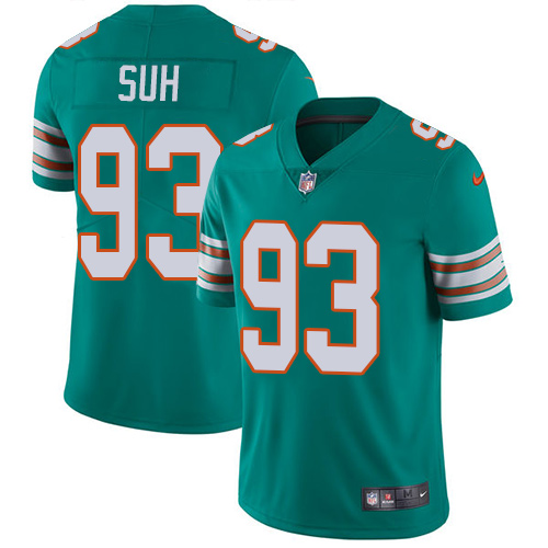 Nike Dolphins #93 Ndamukong Suh Aqua Green Alternate Men's Stitched NFL Vapor Untouchable Limited Jersey Nike Dolphins #93 Ndamukong Suh Aqua Green Alternate Men's Stitched NFL Vapor Untouchable Limited Jersey