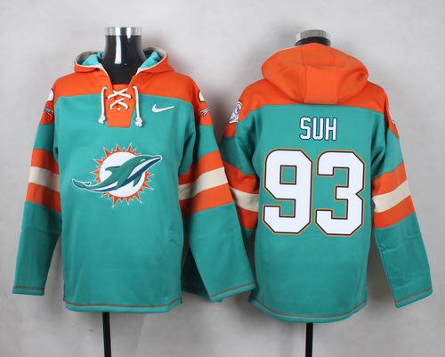 Nike Dolphins #93 Ndamukong Suh Aqua Green Player Pullover NFL Hoodie Nike Dolphins #93 Ndamukong Suh Aqua Green Player Pullover NFL Hoodie