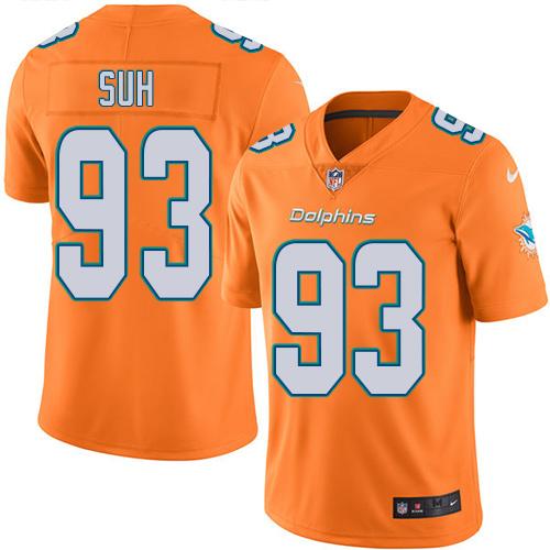 Nike Dolphins #93 Ndamukong Suh Orange Men's Stitched NFL Limited Rush Jersey Nike Dolphins #93 Ndamukong Suh Orange Men's Stitched NFL Limited Rush Jersey