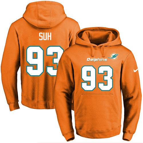 Nike Dolphins #93 Ndamukong Suh Orange Name & Number Pullover NFL Hoodie Nike Dolphins #93 Ndamukong Suh Orange Name & Number Pullover NFL Hoodie