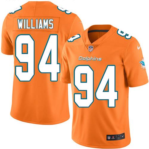 Nike Dolphins #94 Mario Williams Orange Men's Stitched NFL Limited Rush Jersey