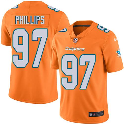Nike Dolphins #97 Jordan Phillips Orange Men's Stitched NFL Limited Rush Jersey Nike Dolphins #97 Jordan Phillips Orange Men's Stitched NFL Limited Rush Jersey