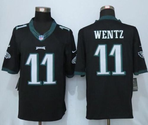 Nike Eagles #11 Carson Wentz Black Alternate Men's Stitched NFL New Limited Jersey Nike Eagles #11 Carson Wentz Black Alternate Men's Stitched NFL New Limited Jersey