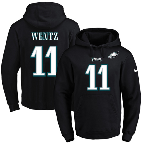 Nike Eagles #11 Carson Wentz Black Name & Number Pullover NFL Hoodie Nike Eagles #11 Carson Wentz Black Name & Number Pullover NFL Hoodie