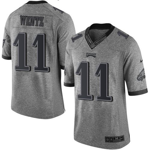Nike Eagles #11 Carson Wentz Gray Men's Stitched NFL Limited Gridiron Gray Jersey Nike Eagles #11 Carson Wentz Gray Men's Stitched NFL Limited Gridiron Gray Jersey