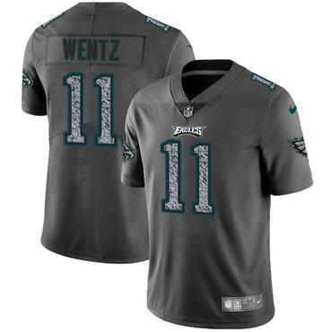 Nike Eagles #11 Carson Wentz Gray Static Men's NFL Vapor Untouchable Game Jersey