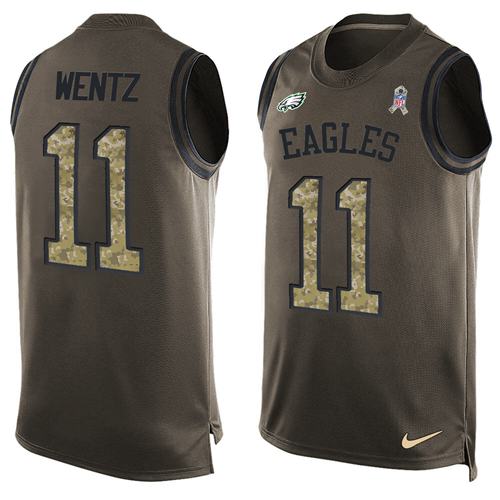 Nike Eagles #11 Carson Wentz Green Men's Stitched NFL Limited Salute To Service Tank Top Jersey Nike Eagles #11 Carson Wentz Green Men's Stitched NFL Limited Salute To Service Tank Top Jersey