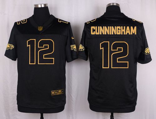 Nike Eagles #12 Randall Cunningham Black Men's Stitched NFL Elite Pro Line Gold Collection Jersey Nike Eagles #12 Randall Cunningham Black Men's Stitched NFL Elite Pro Line Gold Collection Jersey