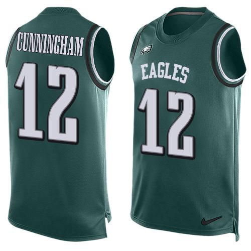 Nike Eagles #12 Randall Cunningham Midnight Green Team Color Men's Stitched NFL Limited Tank Top Jersey Nike Eagles #12 Randall Cunningham Midnight Green Team Color Men's Stitched NFL Limited Tank Top Jersey