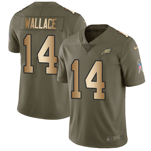 Nike Eagles #14 Mike Wallace Olive Gold Men's Stitched NFL Limited 2017 Salute To Service Jersey