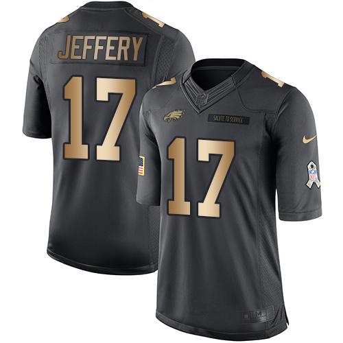 Nike Eagles #17 Alshon Jeffery Black Men's Stitched NFL Limited Gold Salute To Service Jersey Nike Eagles #17 Alshon Jeffery Black Men's Stitched NFL Limited Gold Salute To Service Jersey