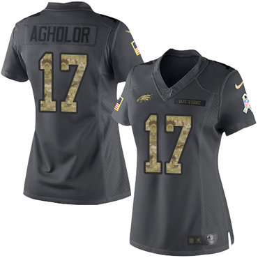 Nike Eagles #17 Nelson Agholor Black Women's Stitched NFL Limited 2016 Salute to Service Jersey