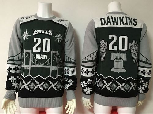 Nike Eagles #20 Brian Dawkins Green Grey Men's Ugly Sweater Nike Eagles #20 Brian Dawkins Green Grey Men's Ugly Sweater