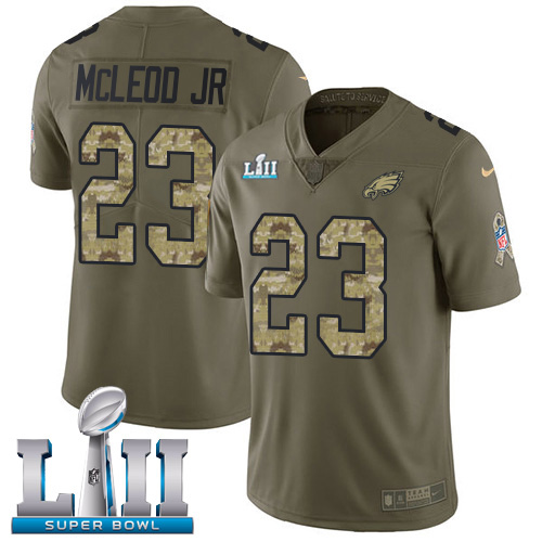 Nike Eagles #23 Rodney McLeod Jr Olive Camo Super Bowl LII Men's Stitched NFL Limited 2017 Salute To Service Jersey