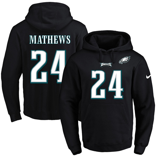 Nike Eagles #24 Ryan Mathews Black Name & Number Pullover NFL Hoodie Nike Eagles #24 Ryan Mathews Black Name & Number Pullover NFL Hoodie
