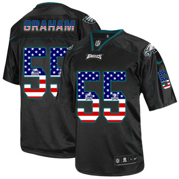 Nike Eagles #55 Brandon Graham Black Men's Stitched NFL Elite USA Flag Fashion Jersey Nike Eagles #55 Brandon Graham Black Men's Stitched NFL Elite USA Flag Fashion Jersey
