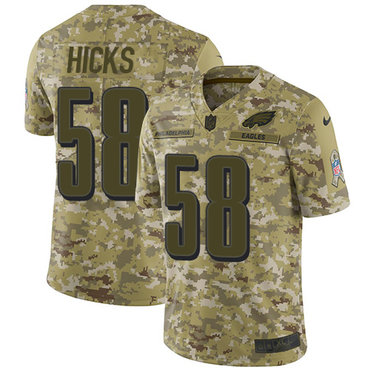 Nike Eagles #58 Jordan Hicks Camo Men's Stitched NFL Limited 2018 Salute To Service Jersey
