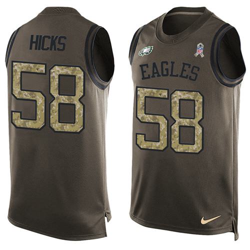 Nike Eagles #58 Jordan Hicks Green Men's Stitched NFL Limited Salute To Service Tank Top Jersey Nike Eagles #58 Jordan Hicks Green Men's Stitched NFL Limited Salute To Service Tank Top Jersey