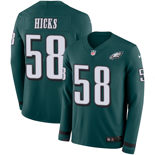 Nike Eagles #58 Jordan Hicks Midnight Green Team Color Men's Stitched NFL Limited Therma Long Sleeve Jersey