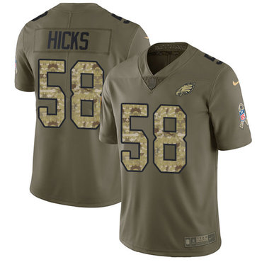 Nike Eagles #58 Jordan Hicks Olive Camo Men's Stitched NFL Limited 2017 Salute To Service Jersey