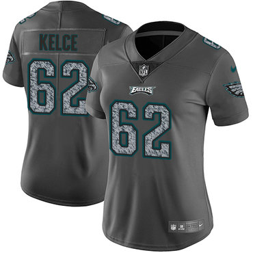 Nike Eagles #62 Jason Kelce Gray Static Women's NFL Vapor Untouchable Game Jersey