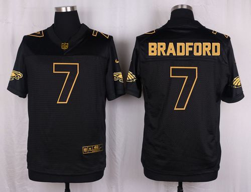 Nike Eagles #7 Sam Bradford Black Men's Stitched NFL Elite Pro Line Gold Collection Jersey Nike Eagles #7 Sam Bradford Black Men's Stitched NFL Elite Pro Line Gold Collection Jersey