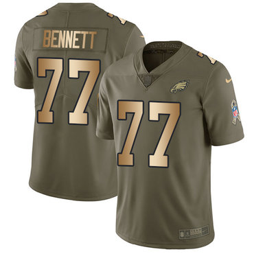 Nike Eagles #77 Michael Bennett Olive Gold Men's Stitched NFL Limited 2017 Salute To Service Jersey