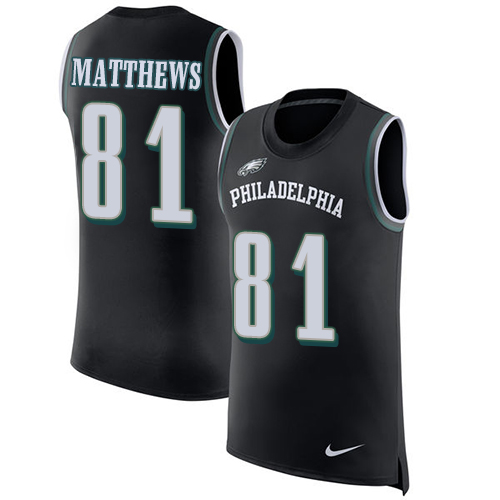 Nike Eagles #81 Jordan Matthews Black Alternate Men's Stitched NFL Limited Rush Tank Top Jersey