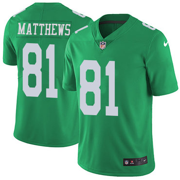 Nike Eagles #81 Jordan Matthews Green Men's Stitched NFL Limited Rush Jersey