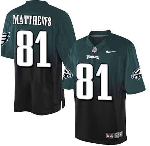 Nike Eagles #81 Jordan Matthews Midnight Green Black Men's Stitched NFL Elite Fadeaway Fashion Jersey