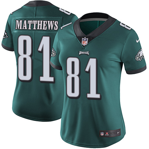 Nike Eagles #81 Jordan Matthews Midnight Green Team Color Women's Stitched NFL Vapor Untouchable Limited Jersey