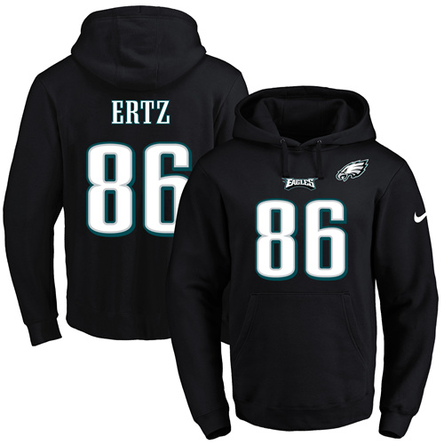 Nike Eagles #86 Zach Ertz Black Name & Number Pullover NFL Hoodie Nike Eagles #86 Zach Ertz Black Name & Number Pullover NFL Hoodie